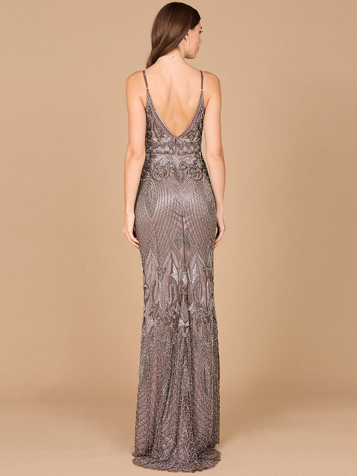 Sleeveless V-Neck Beaded Dress