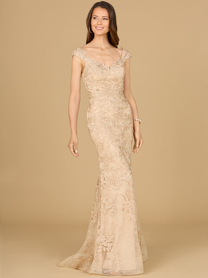 Mermaid Lace Gown with Cap Sleeves