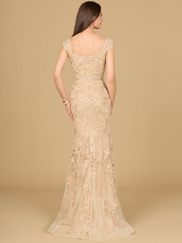 Mermaid Lace Gown with Cap Sleeves