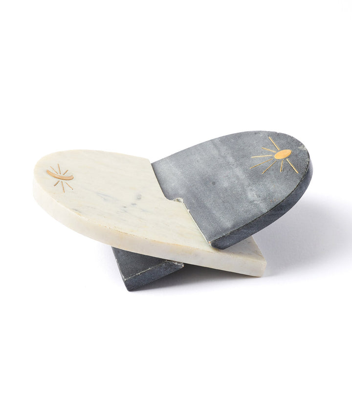 Indukala Moon Phase Book Holder Stand - Black, White Marble by Matr Boomie