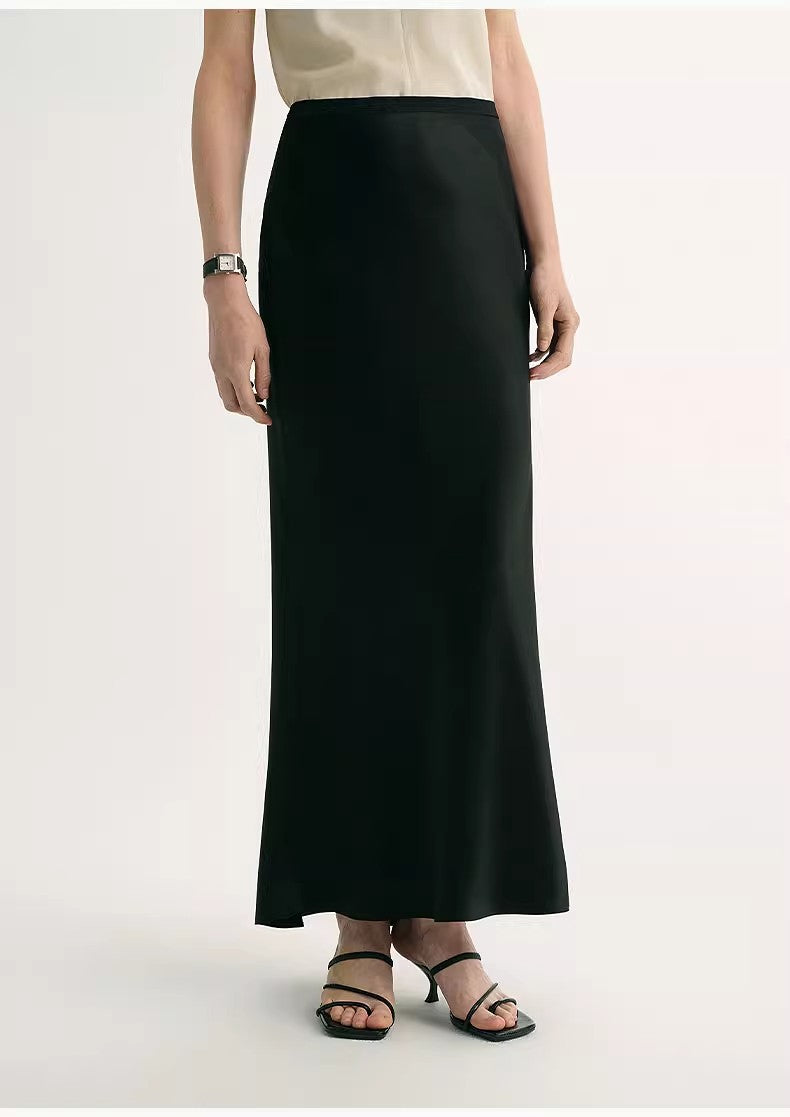 "Extremely luxurious" American EASTMAN acetate glossy bias-cut elegant slim fishtail skirt by Firelady Fur