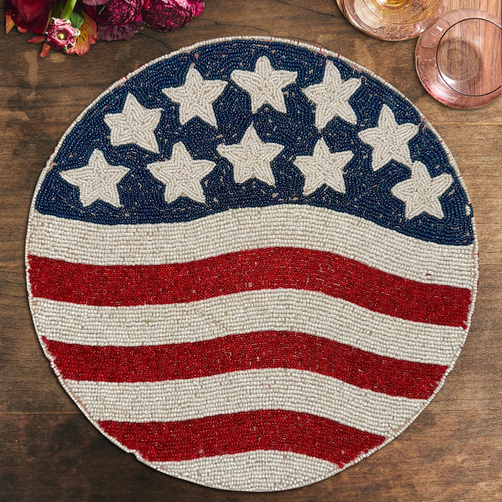USA Flag Round Beaded Placemats by Decozen