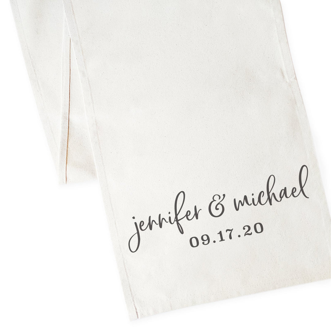 Personalized Name and Date Cotton Canvas Table Runner by The Cotton & Canvas Co.