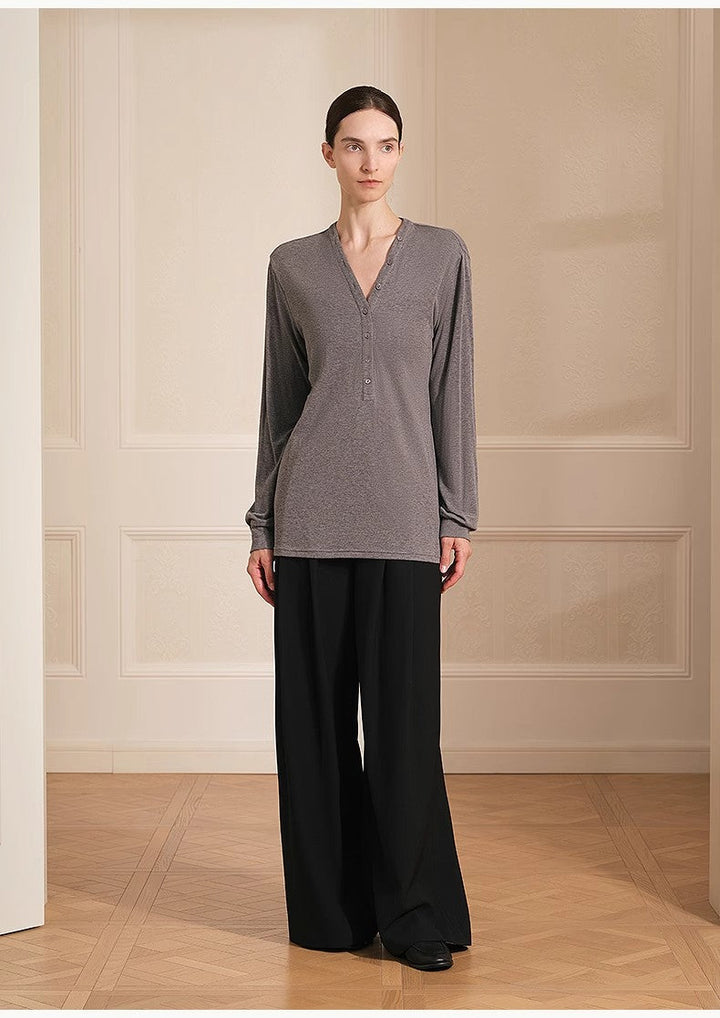 Merino wool blended double pleated wide-leg pants for women, versatile, drapey and comfortable casual trousers by Firelady Fur