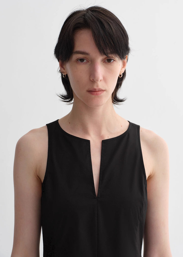 Micro-cocoon-shaped I-shaped pleated V-neck commuting slim-fitting split vest dress for women by Firelady Fur