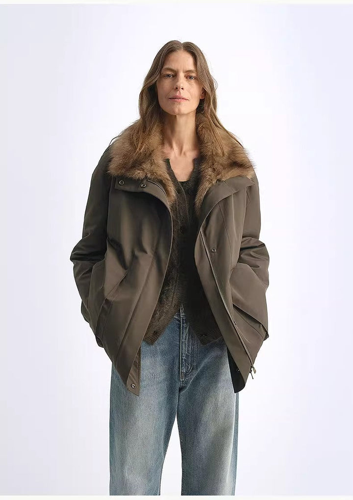 Fireladyfur Women's Water-Repellent Goose Down Parka with Removable Fox Fur Collar by Firelady Fur