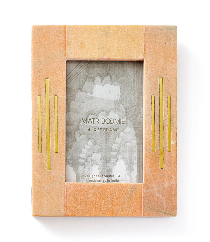 Jaipuri 4x6 Picture Frame - Pink Carved Marble by Matr Boomie