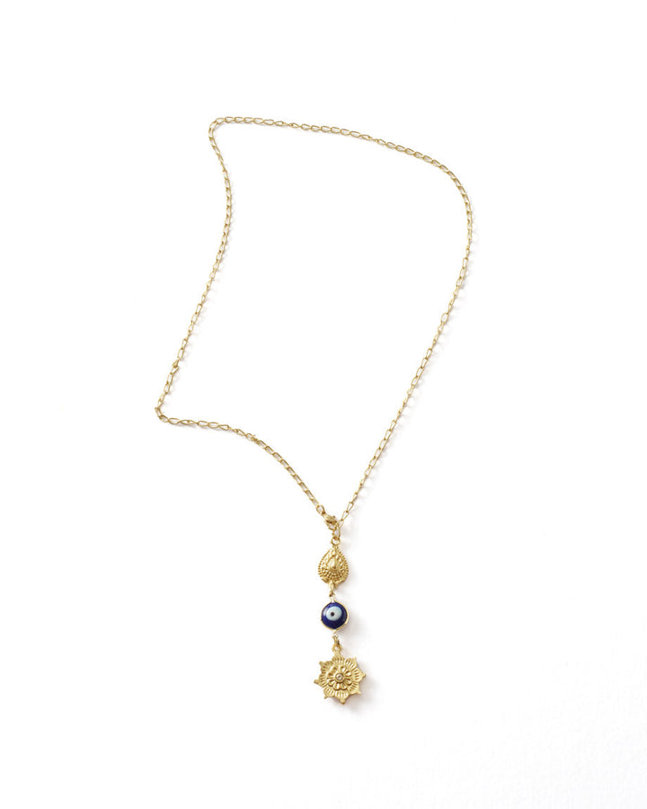 Drishti Evil Eye Charm Drop Necklace by Matr Boomie