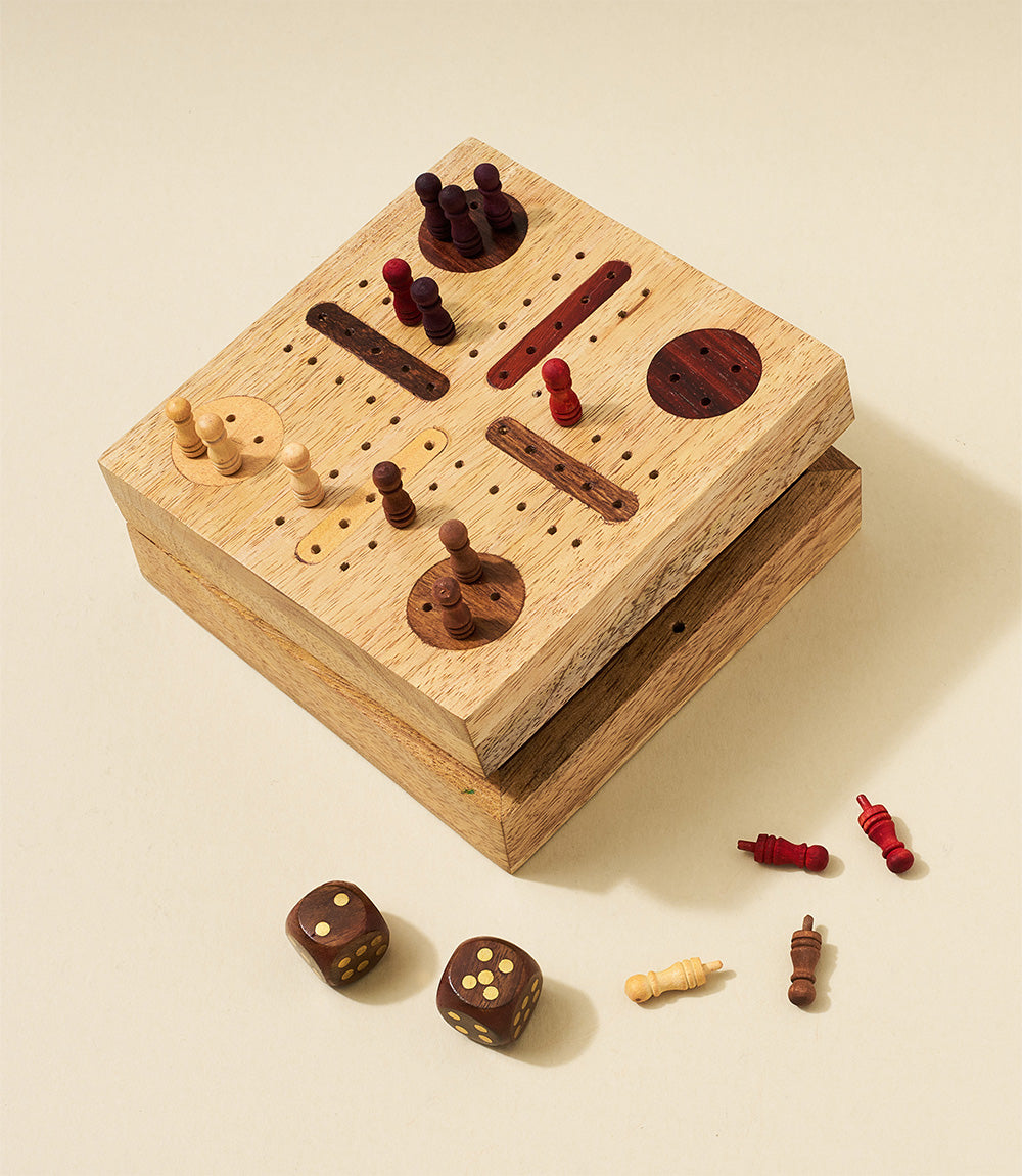 Pachisi Travel Game Set - Hand Carved, Fair Trade by Matr Boomie