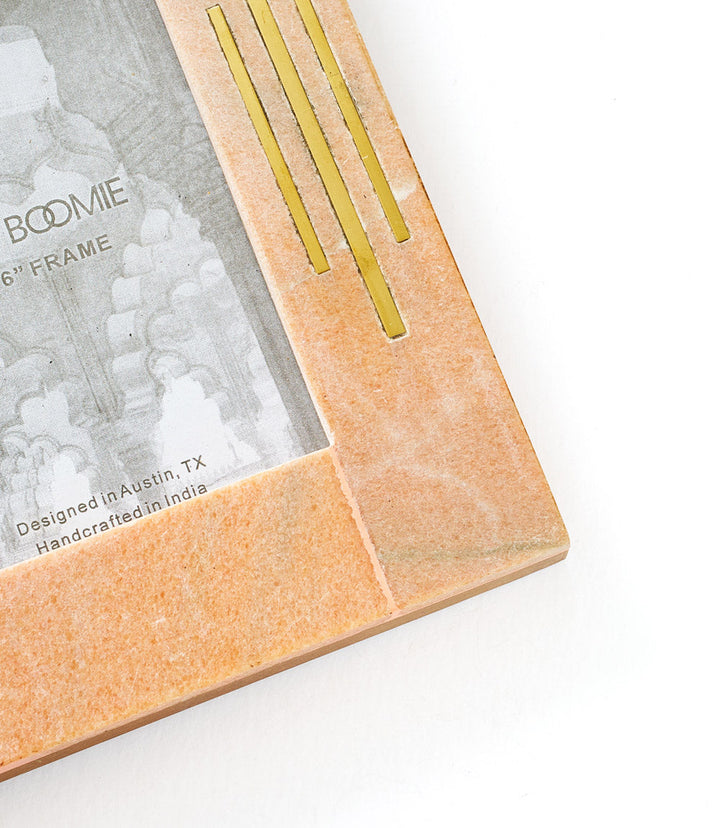 Jaipuri 4x6 Picture Frame - Pink Carved Marble by Matr Boomie