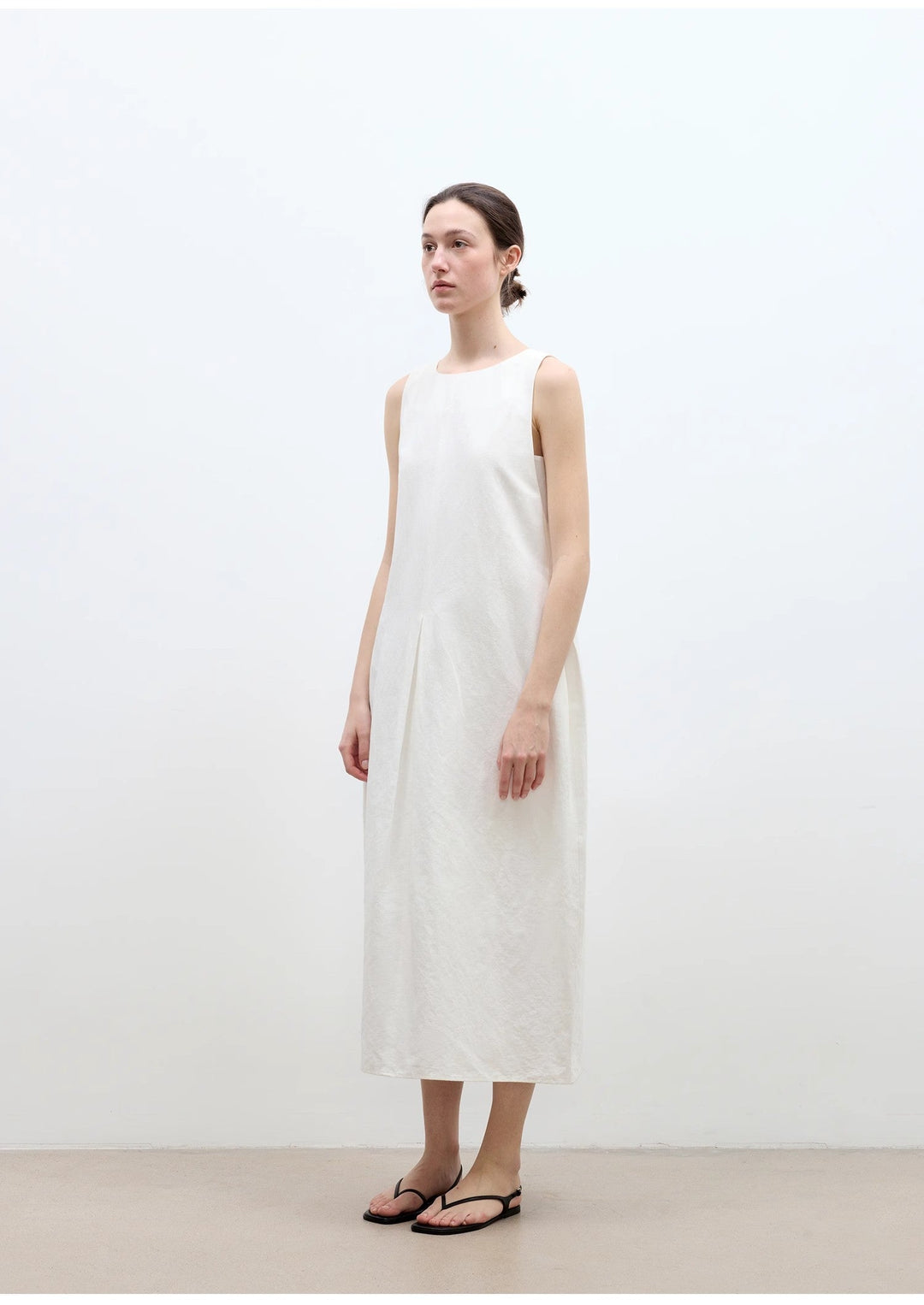 "Deyanuo" hemp three-dimensional hourglass sleeveless round neck loose slim dress for women by Firelady Fur