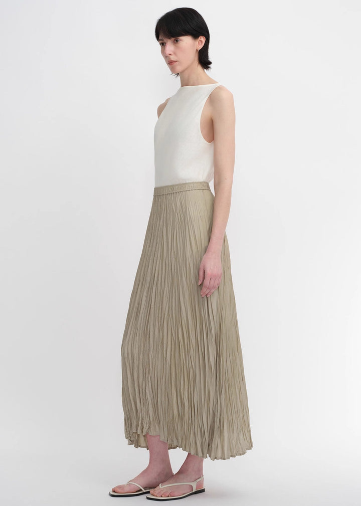 Mulberry silk custom pleated irregular hem skirt for women by Firelady Fur