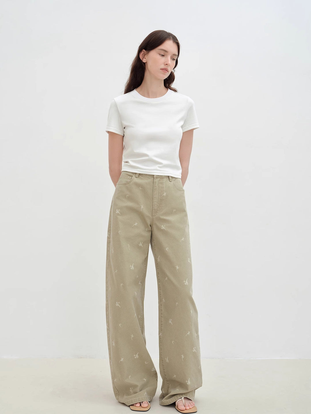 "Carol Pie" loose high-waisted wide-leg calla lily print jeans for women by Firelady Fur