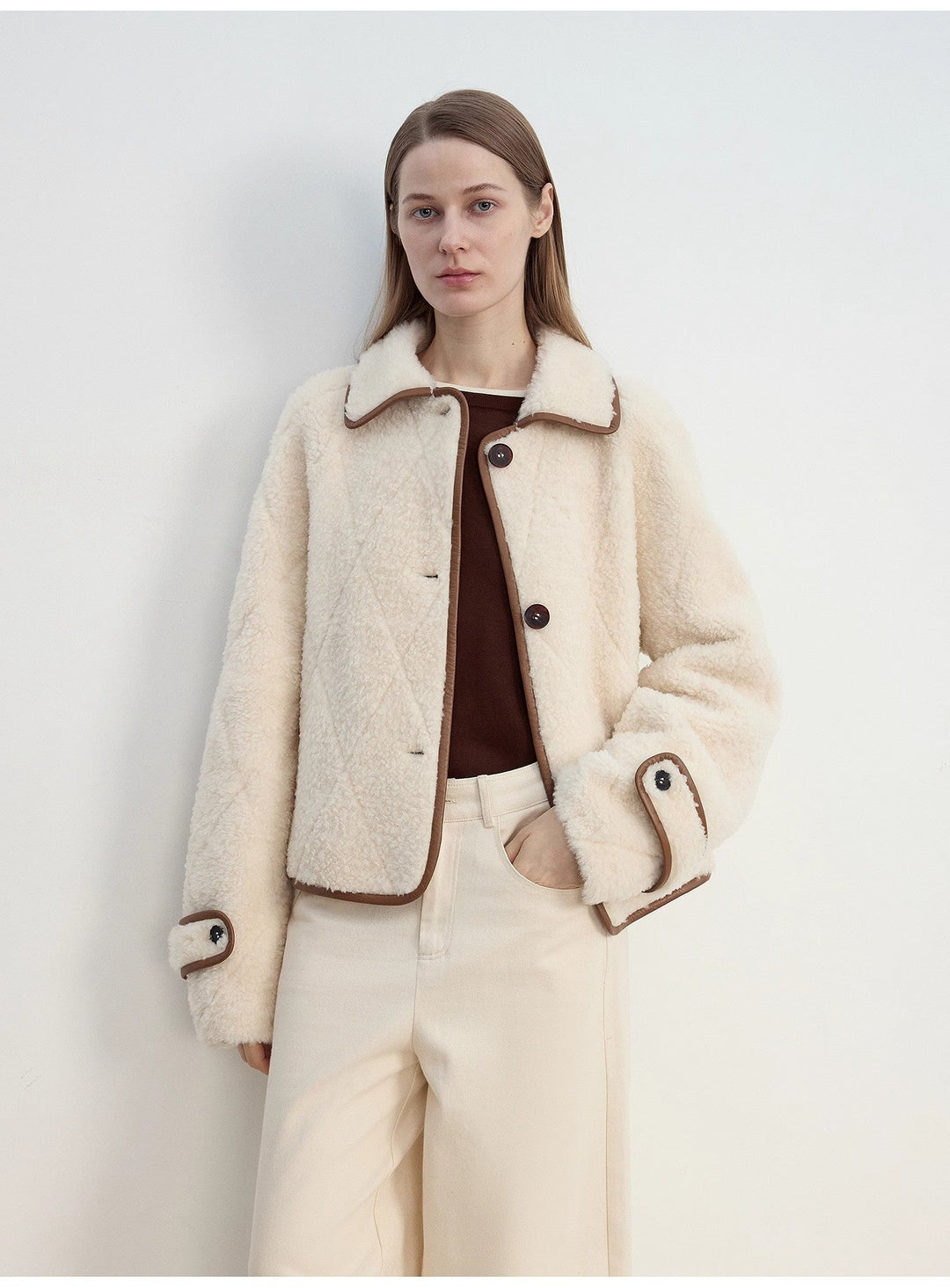 "Modern Milk Cafe" imported Hill fur merino sheepskin fur jacket by Firelady Fur