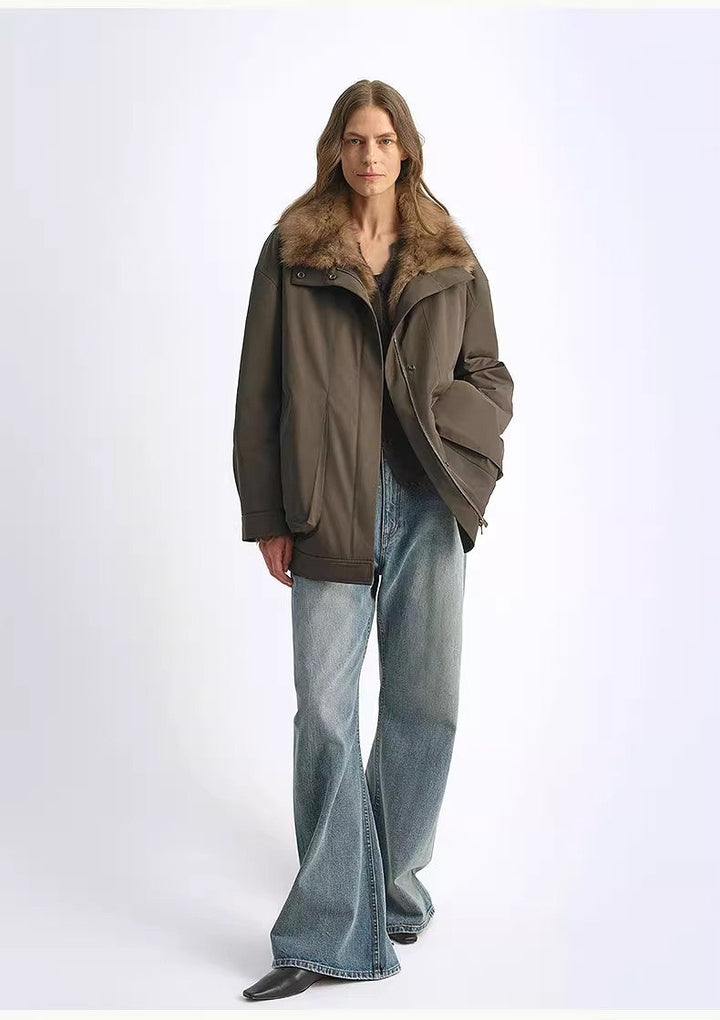 Fireladyfur Women's Water-Repellent Goose Down Parka with Removable Fox Fur Collar by Firelady Fur