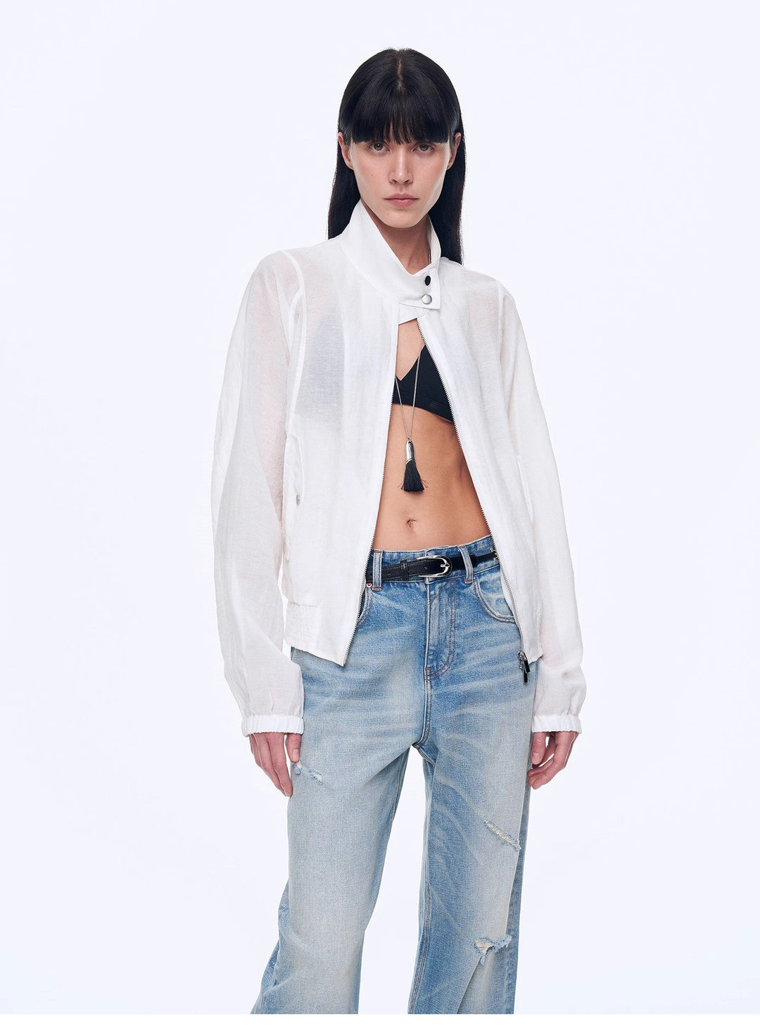 "Moonlight Whisper" lightweight outdoor half-stand collar raglan sleeve jacket by Firelady Fur