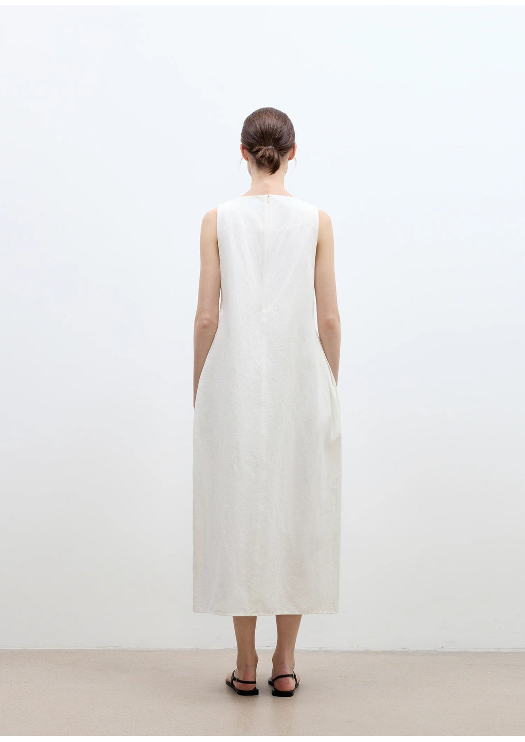 "Deyanuo" hemp three-dimensional hourglass sleeveless round neck loose slim dress for women by Firelady Fur