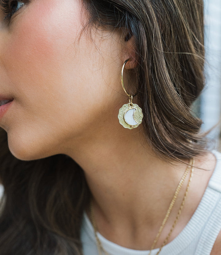 Sikka Coin Dangle Hoop Earrings