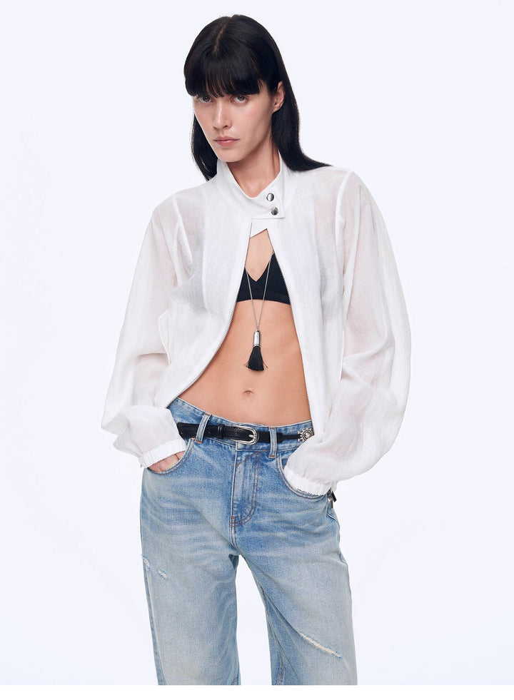 "Moonlight Whisper" lightweight outdoor half-stand collar raglan sleeve jacket by Firelady Fur