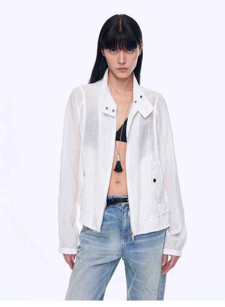 "Moonlight Whisper" lightweight outdoor half-stand collar raglan sleeve jacket by Firelady Fur