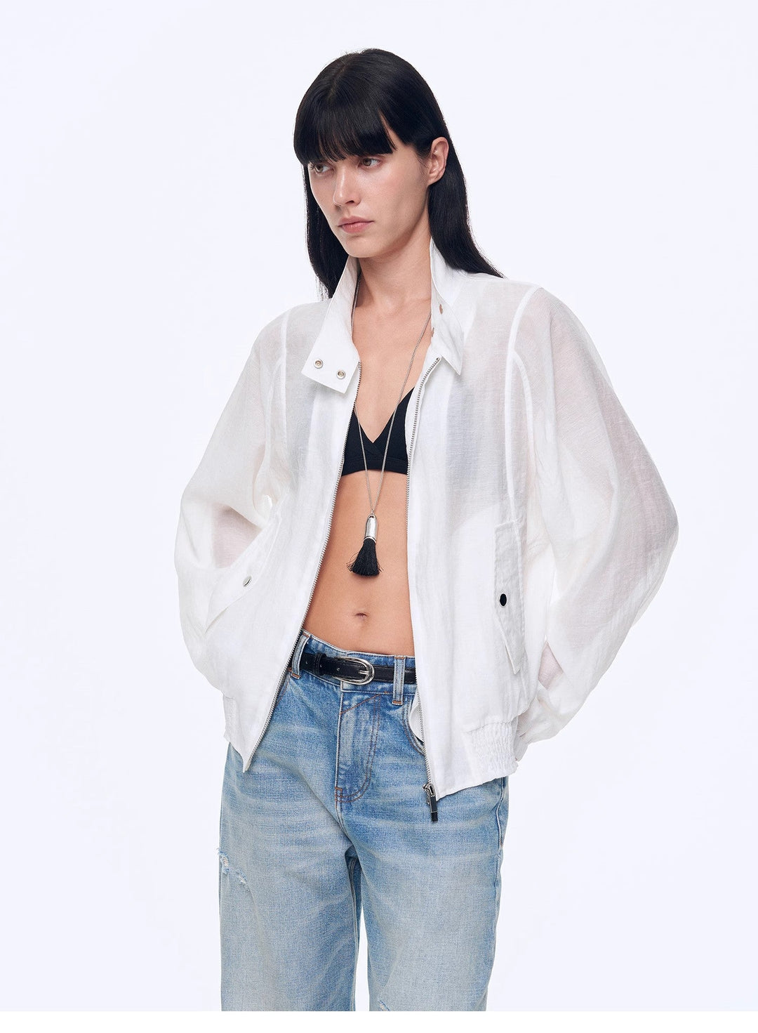 "Moonlight Whisper" lightweight outdoor half-stand collar raglan sleeve jacket by Firelady Fur