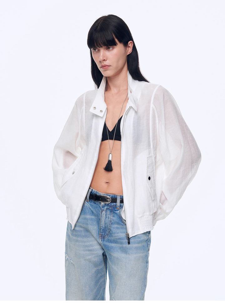 "Moonlight Whisper" lightweight outdoor half-stand collar raglan sleeve jacket by Firelady Fur