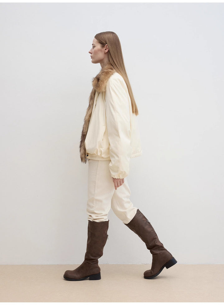 Fireladyfur Women's Detachable Contrasting Fox Fur Collar Down Jacket"Day and Night Rider" by Firelady Fur