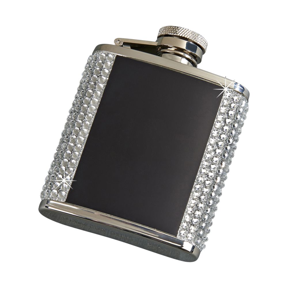White Crystal Flask With Black Panel by Creative Gifts