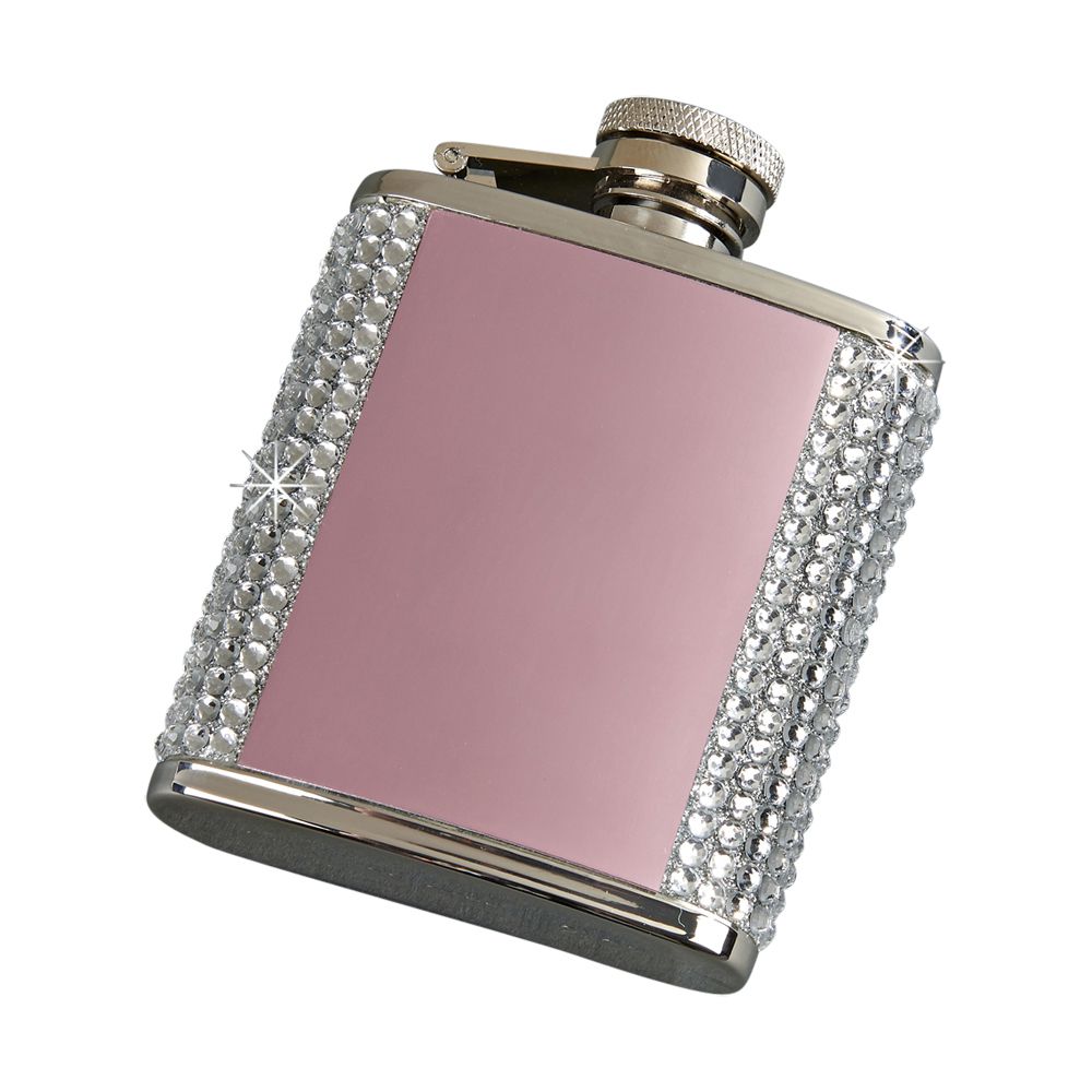 White Crystal Flask With Pink Panel by Creative Gifts
