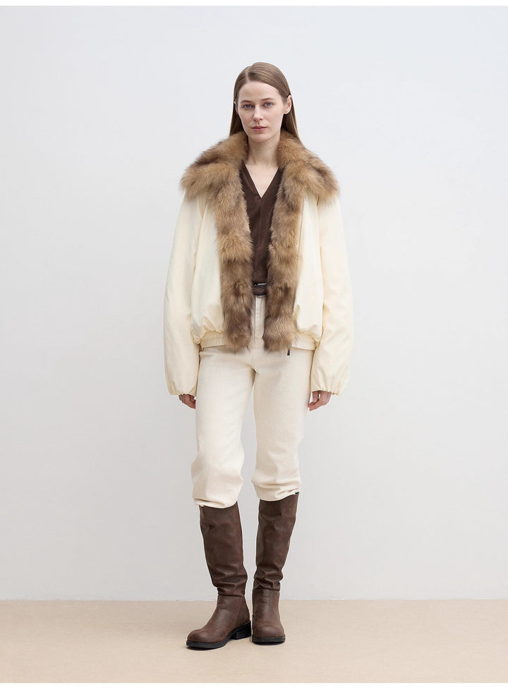 Fireladyfur Women's Detachable Contrasting Fox Fur Collar Down Jacket"Day and Night Rider" by Firelady Fur