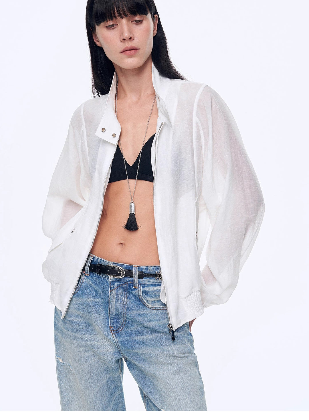 "Moonlight Whisper" lightweight outdoor half-stand collar raglan sleeve jacket by Firelady Fur