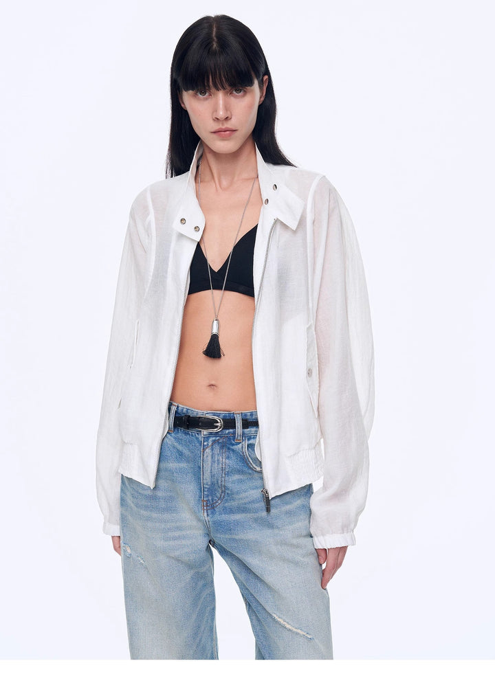 "Moonlight Whisper" lightweight outdoor half-stand collar raglan sleeve jacket by Firelady Fur