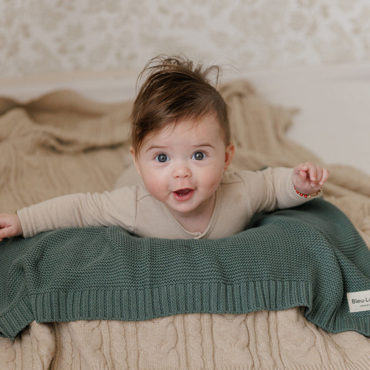 Organic Classic Luxury Knit Baby Swaddle Blanket by Bleu La La