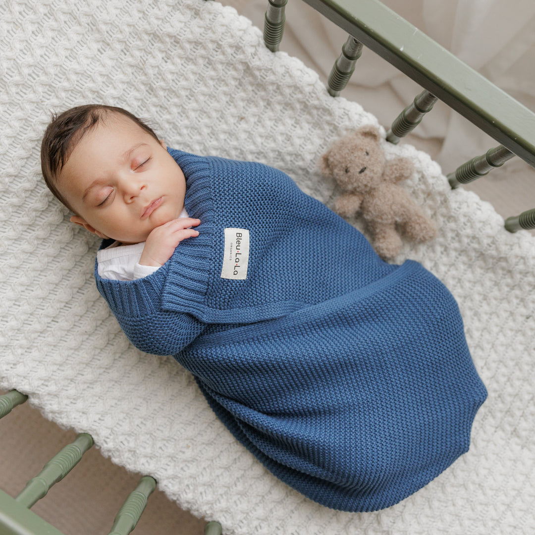 Organic Classic Luxury Knit Baby Swaddle Blanket by Bleu La La