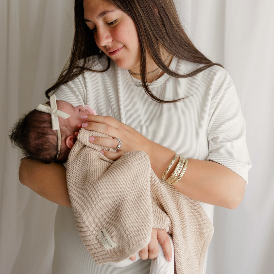 Organic Classic Luxury Knit Baby Swaddle Blanket by Bleu La La