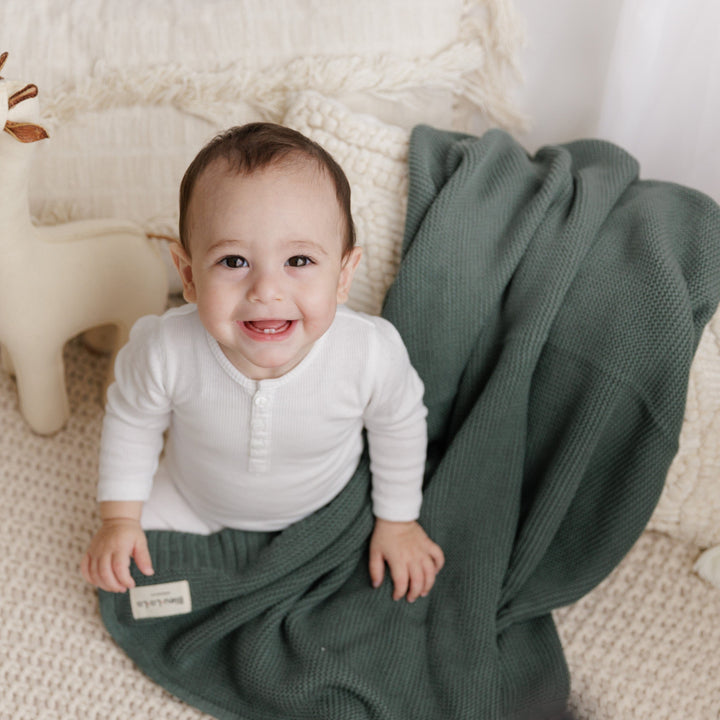 Organic Classic Luxury Knit Baby Swaddle Blanket by Bleu La La