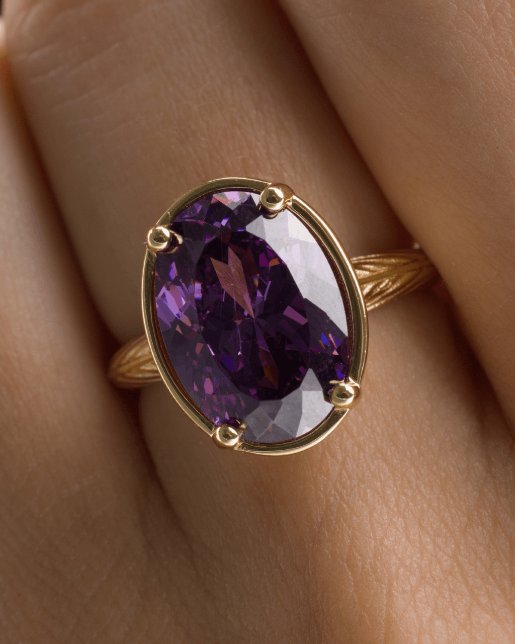 Oval Cut Amethyst CZ Cocktail Ring
