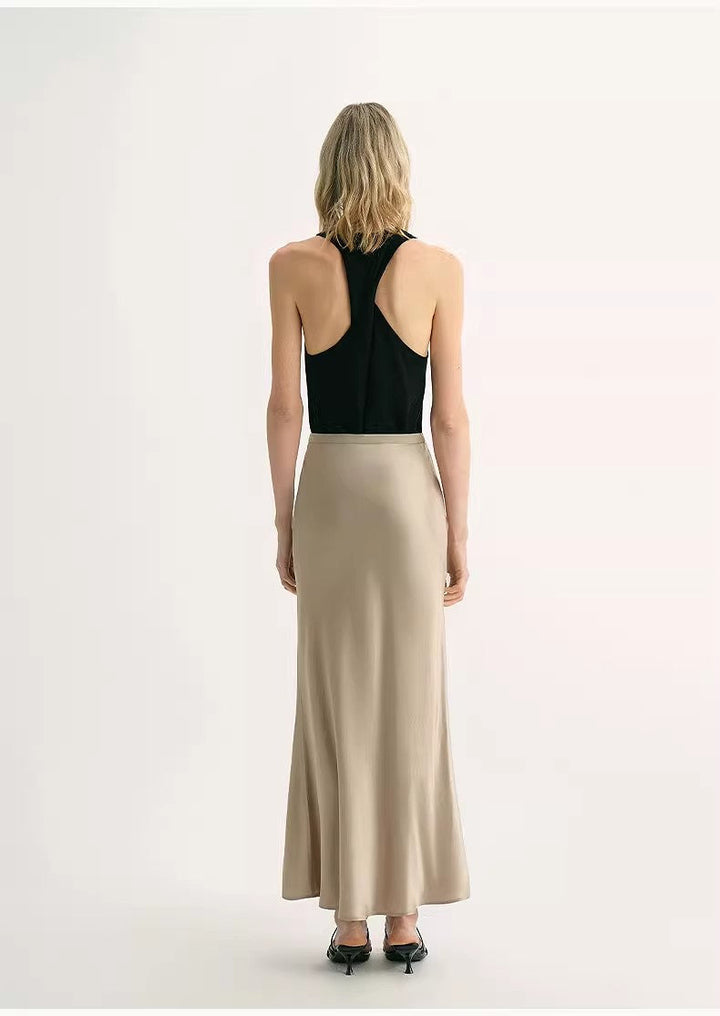 "Extremely luxurious" American EASTMAN acetate glossy bias-cut elegant slim fishtail skirt by Firelady Fur