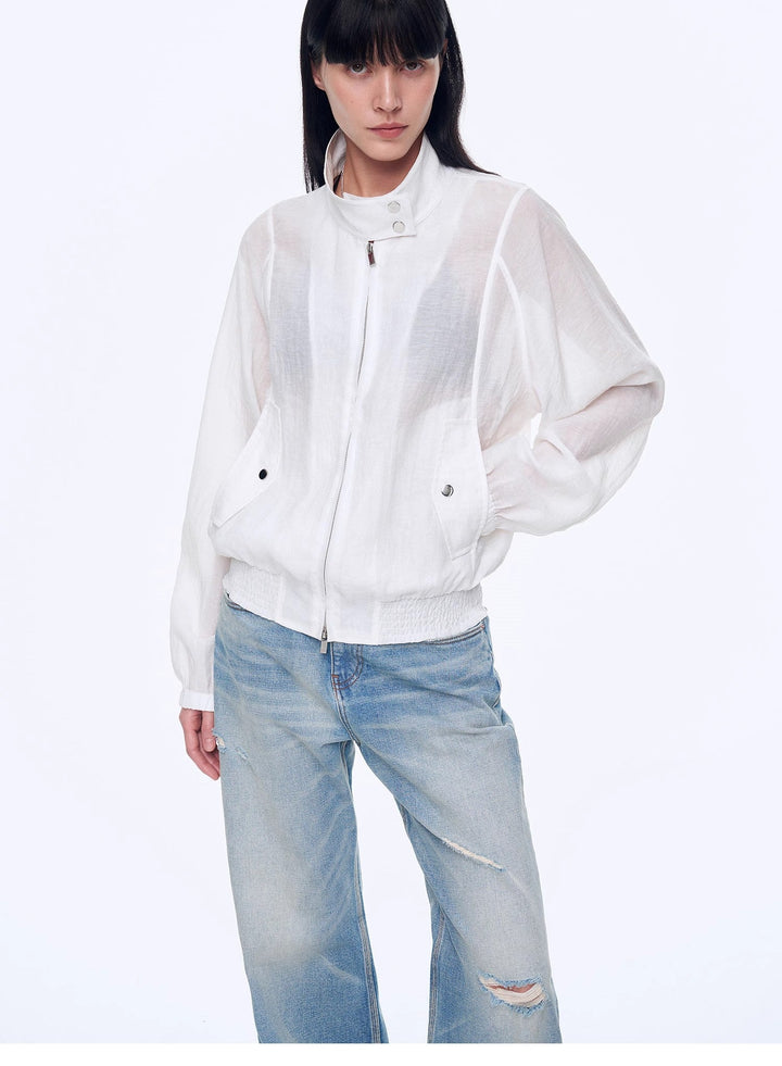 "Moonlight Whisper" lightweight outdoor half-stand collar raglan sleeve jacket by Firelady Fur