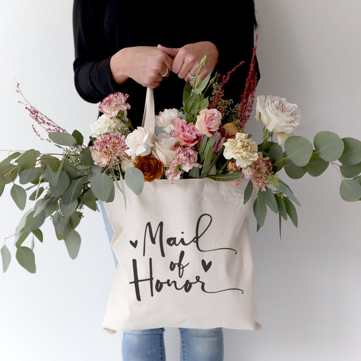 Maid of Honor Wedding Cotton Canvas Tote Bag by The Cotton & Canvas Co.