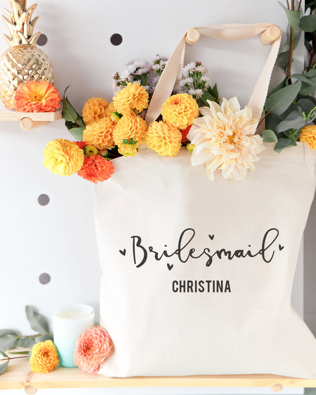 Bridesmaid Personalized Wedding Cotton Canvas Tote Bag by The Cotton & Canvas Co.
