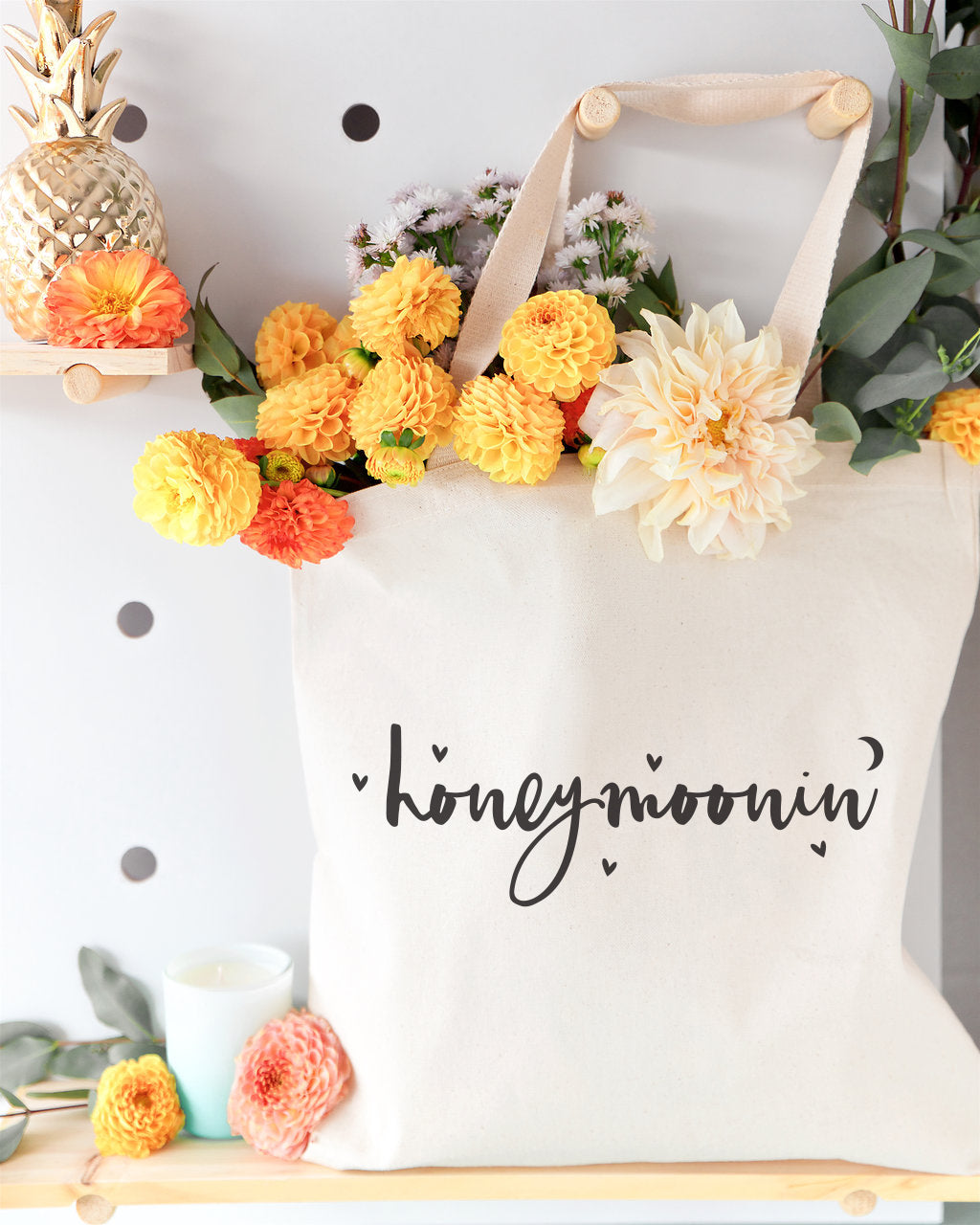 Honeymoonin' Wedding Cotton Canvas Tote Bag by The Cotton & Canvas Co.