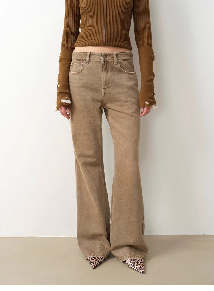 "Pure Flared" Japanese imported fabric Vintage retro washed loose flared jeans for women by Firelady Fur