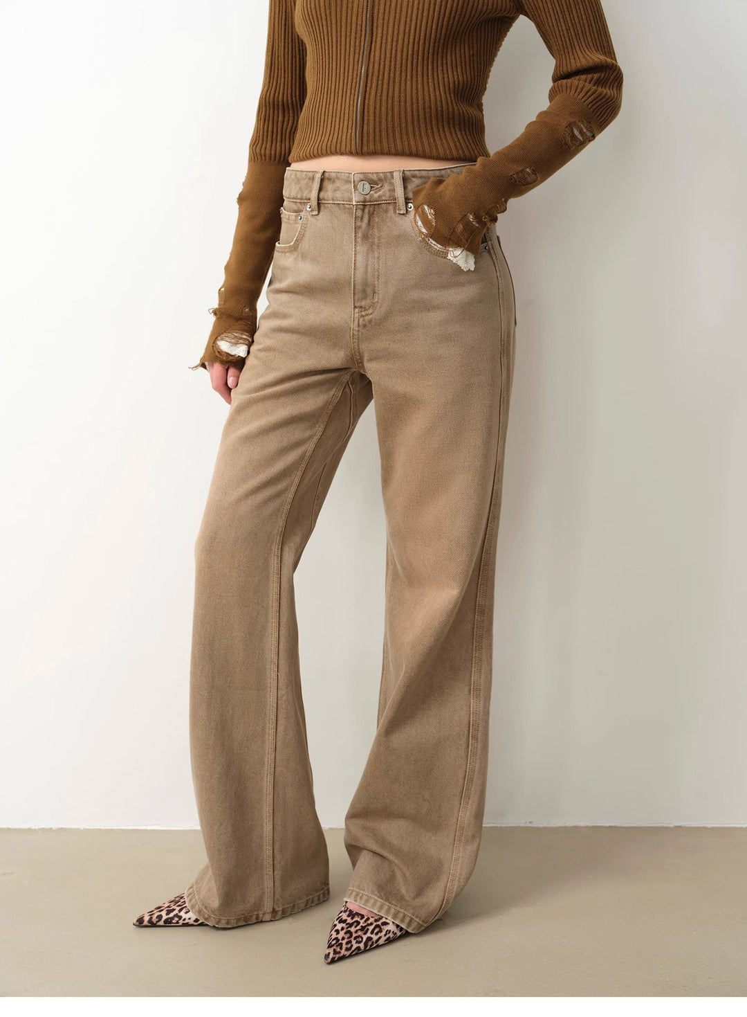 "Pure Flared" Japanese imported fabric Vintage retro washed loose flared jeans for women by Firelady Fur