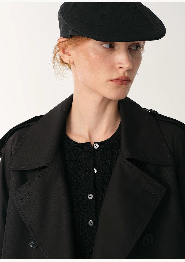 "Night Messenger" anti-wrinkle waterproof large lapel short straight box windbreaker for women by Firelady Fur