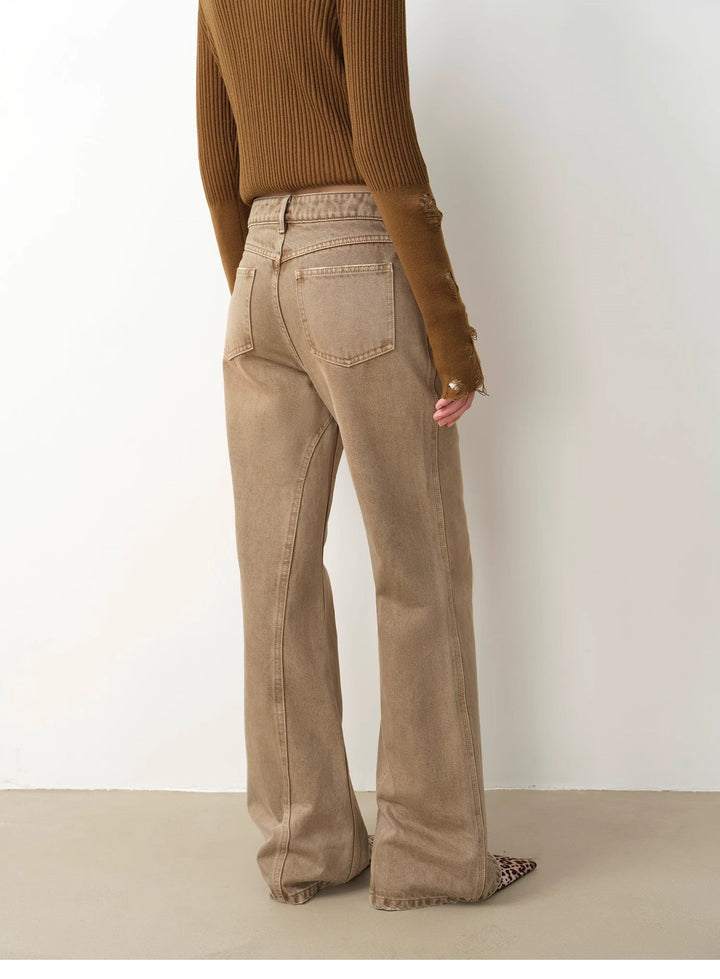 "Pure Flared" Japanese imported fabric Vintage retro washed loose flared jeans for women by Firelady Fur