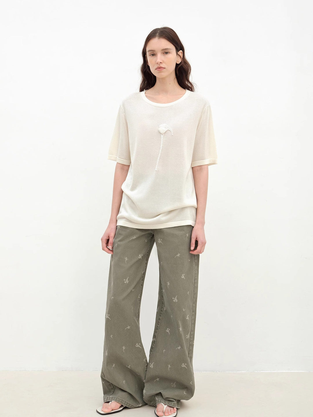 "Carol Pie" loose high-waisted wide-leg calla lily print jeans for women by Firelady Fur