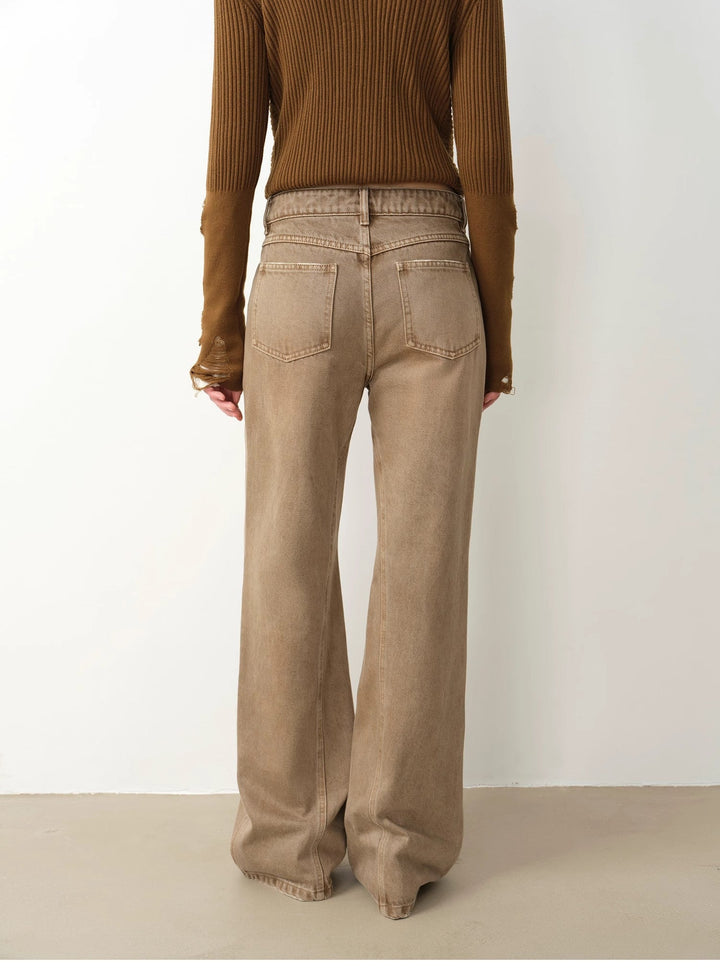 "Pure Flared" Japanese imported fabric Vintage retro washed loose flared jeans for women by Firelady Fur