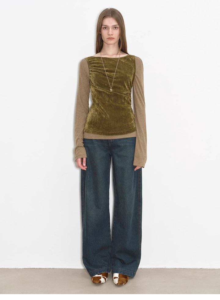 "Blue Island" heavy-duty distressed, slim and durable mid-rise curved knife cotton washed jeans by Firelady Fur