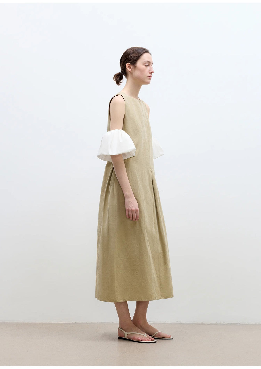 "Deyanuo" hemp three-dimensional hourglass sleeveless round neck loose slim dress for women by Firelady Fur